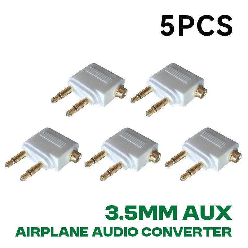 Wholesale 1-10PCS/Lot 3.5MM AUX Airplane Audio Converter Airline Aircraft Headphone Plug Jack Audio Adapter For Aircraft Travel Oasis Select 5PCS White