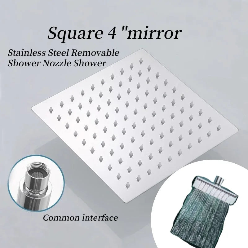 Stainless Steel Square Shower Head High Pressure Water Saving Sprayer Rainfall Waterfall Nozzle For Bathroom Accessories Oasis Select