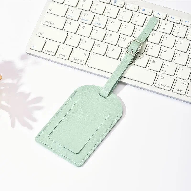 PU Leather Luggage Tag – Name ID Address Holder for Travel