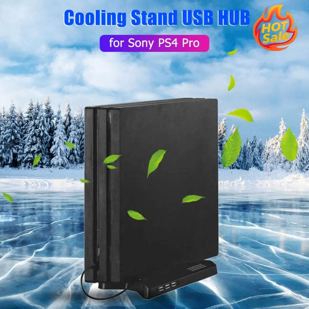Vertical Cradle Base Display Holder Practical Classic Delicate Texture Cooling Fans USB HUB for PS4 Pro Controller Oasis Select