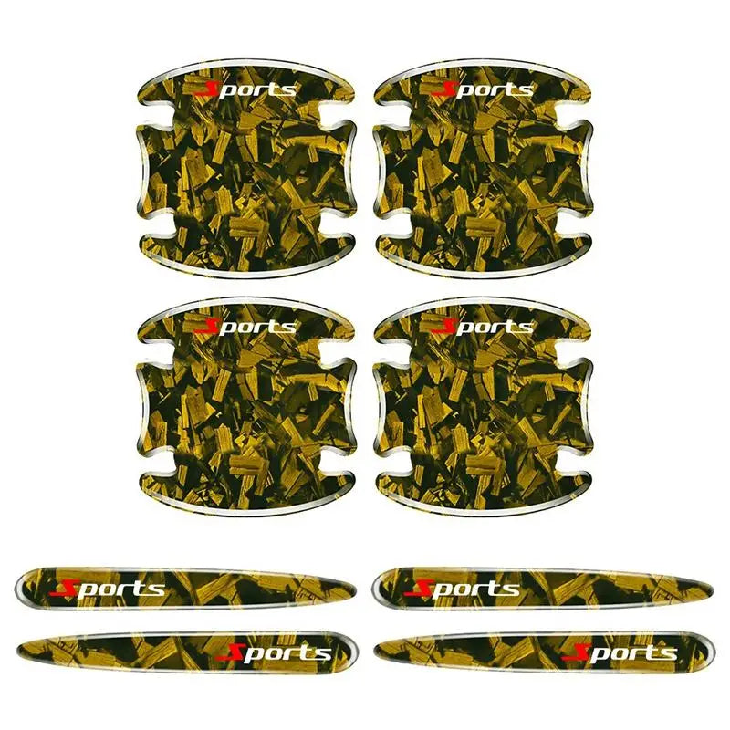 8PCS Car Door Handle Anti- Sticker Carbon Fibre Car Door Bowl Handle Protector Paint Protection Decorative Cover Oasis Select Gold