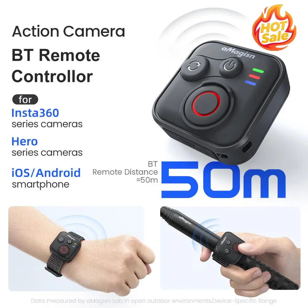 BT Wireless Remote Control with Wrist Strap BT Remote Control Smart Wireless Remote Control for Insta360 X5/X4/AcePro 2 Oasis Select
