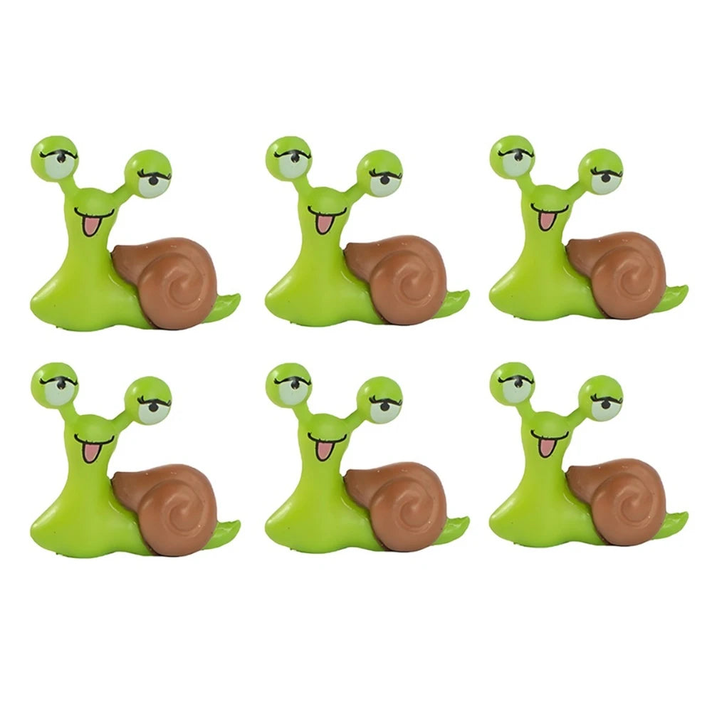 2-8 PCS Miniature Resin Snail Figurine – Cute Garden Ornament for Fairy Dollhouse, Bonsai Plant Decor & Terrarium Oasis Select Green-6pcs
