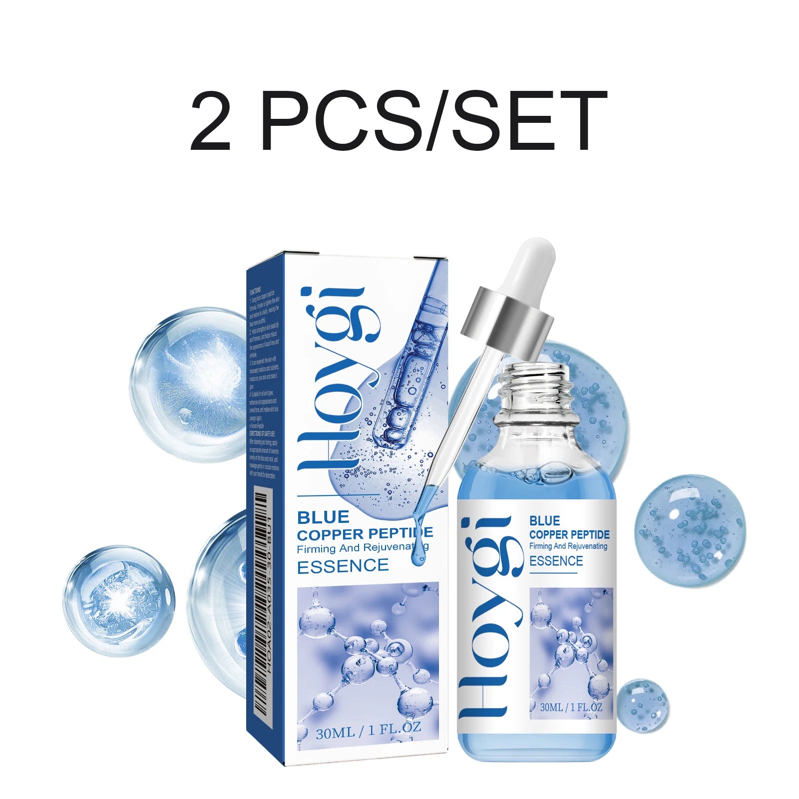 Blue Copper Peptide Firming Essence Brighten Dull Skin Reduce Fine Lines Hydrating Firming Face Care Skin Repairing 30ml Oasis Select 2 PCS