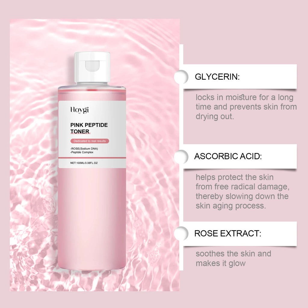 Rose Essence Toner Glowing Skin Soothing Moisturizing Refreshing Conditioning Nourishing Brightening Facial Pink Peptide Toner Oasis Select