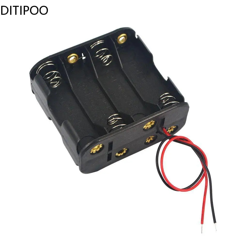 Battery Holder Case 12V Battery Clip Slot Storage Boxes Power Bank Cases 8 AA Batteries Stack with 6 Leads Wire Oasis Select