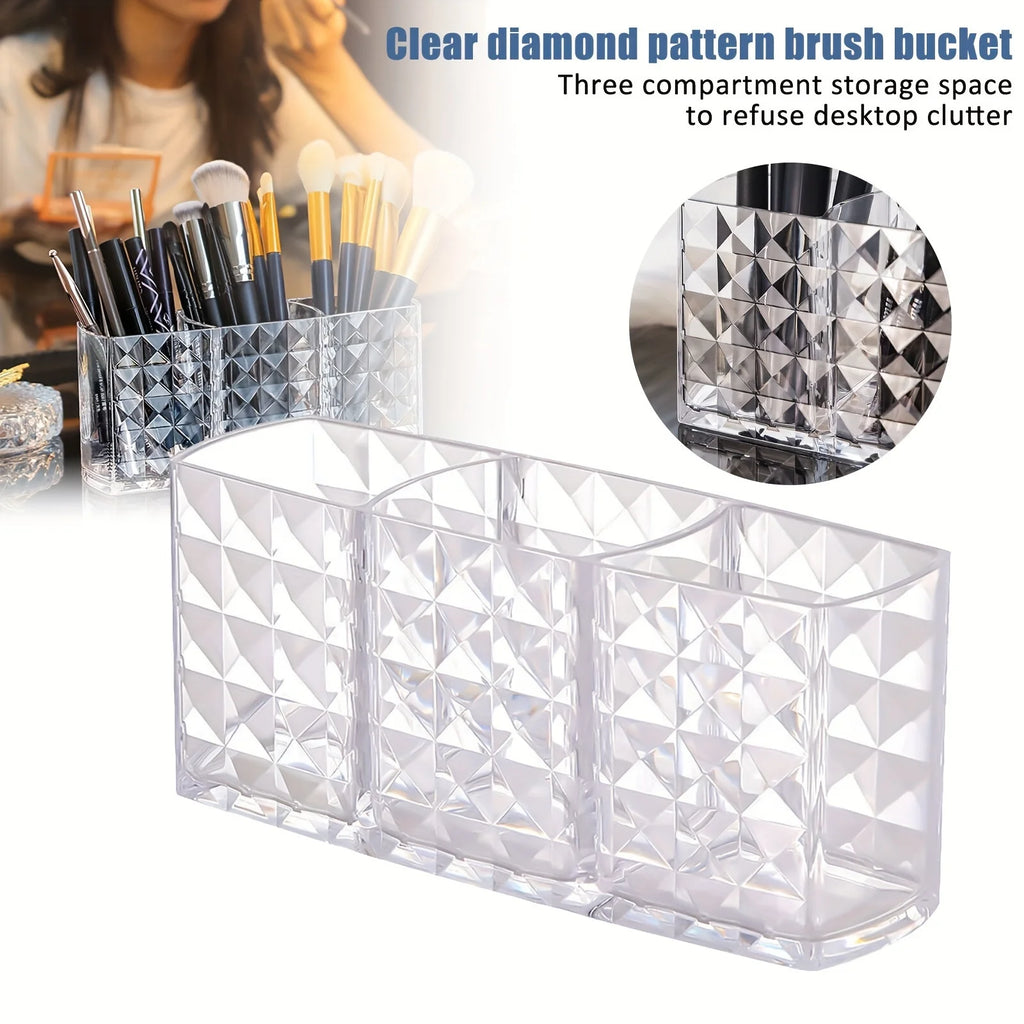 2pcs Acrylic Transparent Cosmetic Holder Makeup Brushes Tool Storage Box Case Make-up Brush Holder Table Organizer Makeup Tool Oasis Select