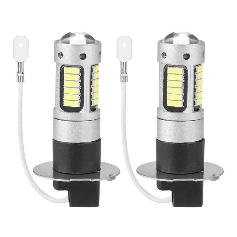 2pcs Car H3 LED Fog Lights High Power Lamps Daytime Running Light Bulbs Super Bright 6000K White Lamp Oasis Select