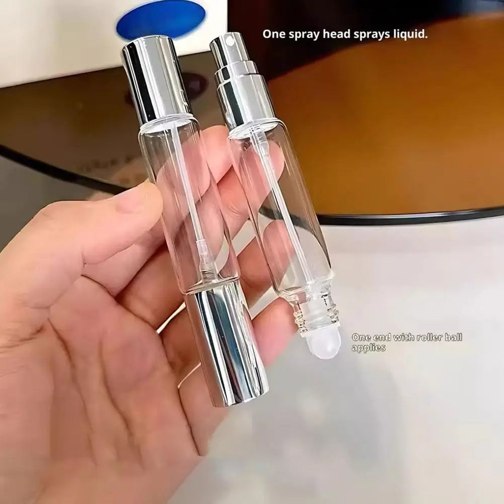 Portable Clear Refillable Bottle with Dual Ends – Sprayer & Roller Tops – Leakproof Essential Oil & Perfume Bottles Containers Oasis Select