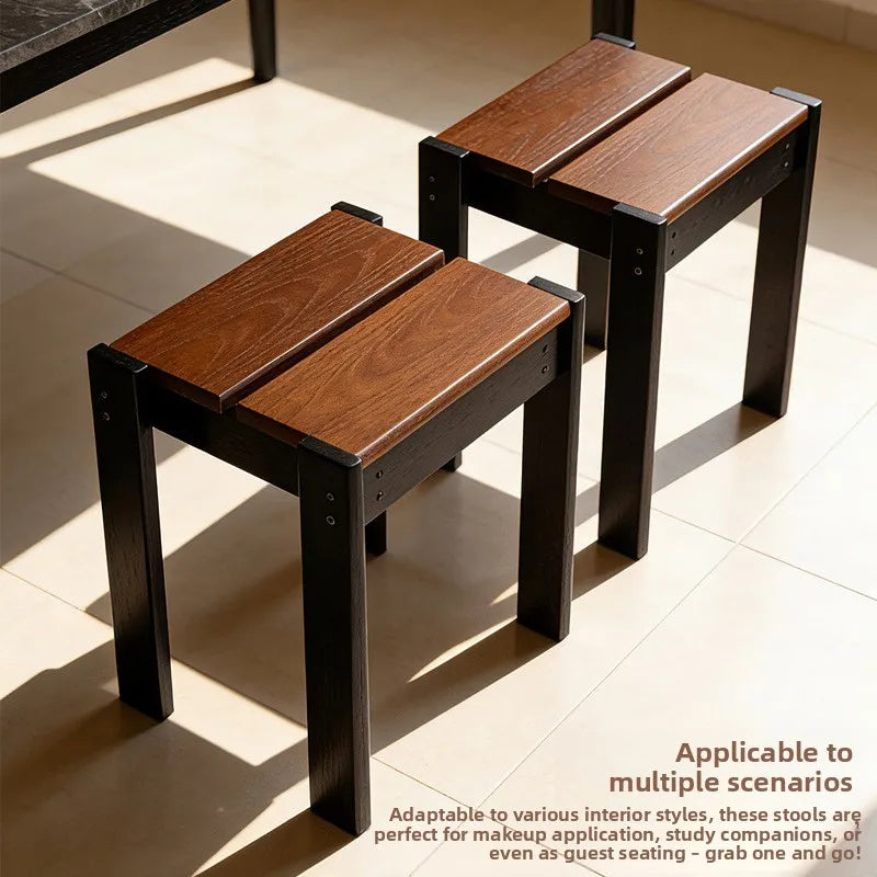 Solid wood American retro home solid wood small bench round stool coffee table stool low stool shoe changing stool small stool Oasis Select