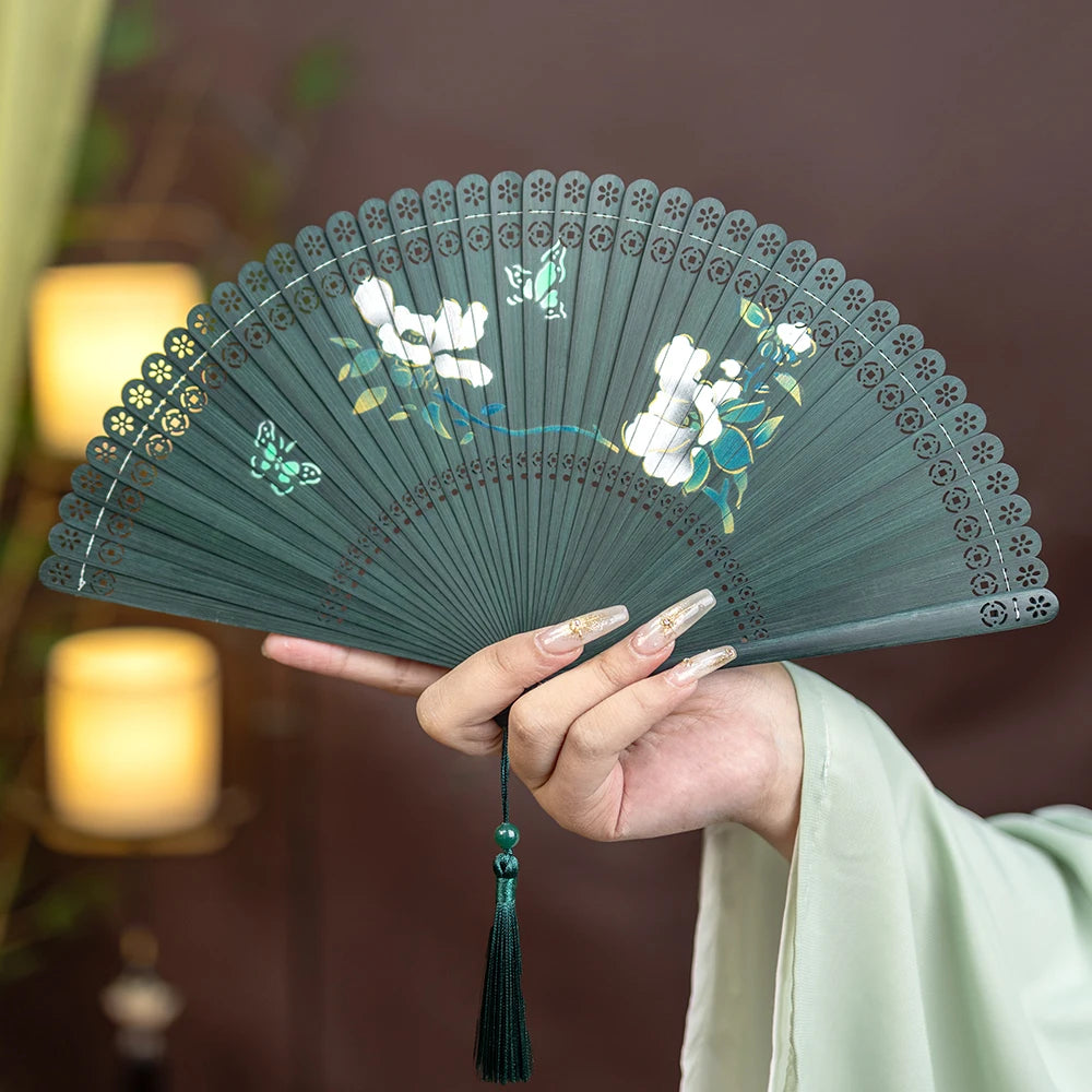 New All-bamboo Dance Fan Portable Summer Folding Fan Classical Film and Television Court Photo Fan Oasis Select 20
