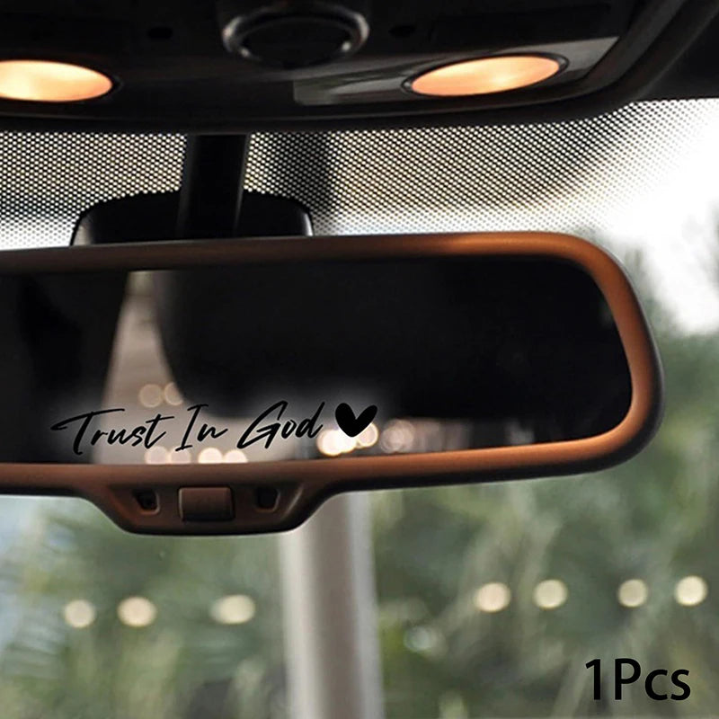 1Pcs Trust In God Heart Car Rear View Mirror Stickers Letter Stickers Waterproof Believe In God Sticker DIY Funny Decals MotorV Oasis Select M 1 Black