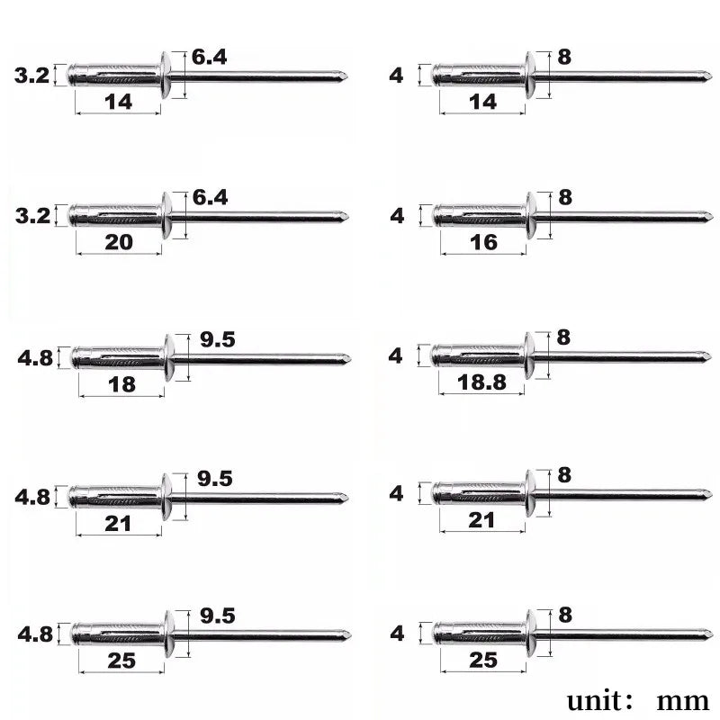 50pcs Silver Folding Blind Rivet Aluminium Alloy Rivet Fold Type 3.2mm 4.0mm 4.8mm Soft or Plastic Material Oasis Select
