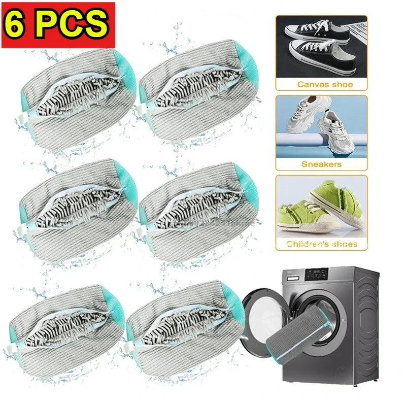 Sneaker Washing Net Bag To Wash Slippers Shoe Laundry Net Washing Machine Bag Slippers Shoes Bags Wash Slippers Washing Shoe Bag Oasis Select 6PCS-grey