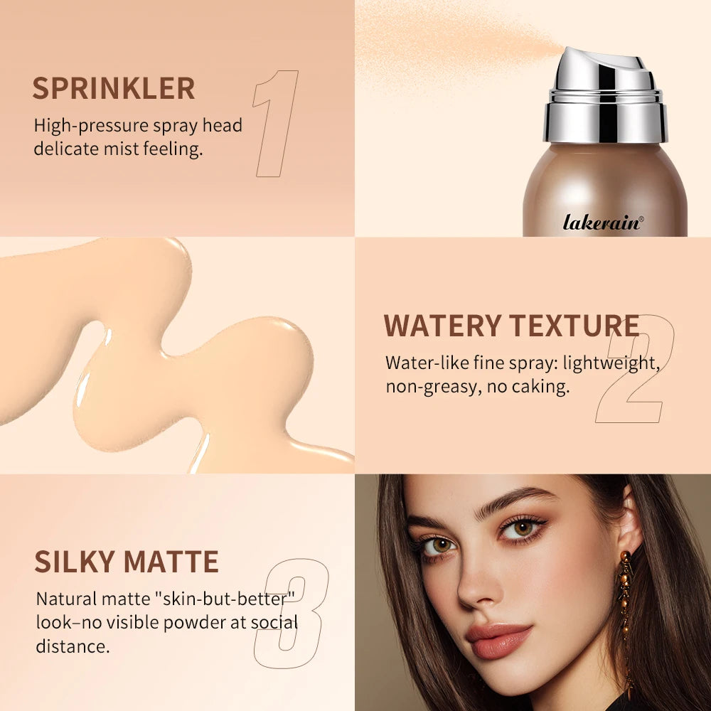 Airy Foundation Spray Waterproof Sweat-resistant Natural Silky Matte Finish Even Skin Tone Breathable Foundation Make-up Spray Oasis Select