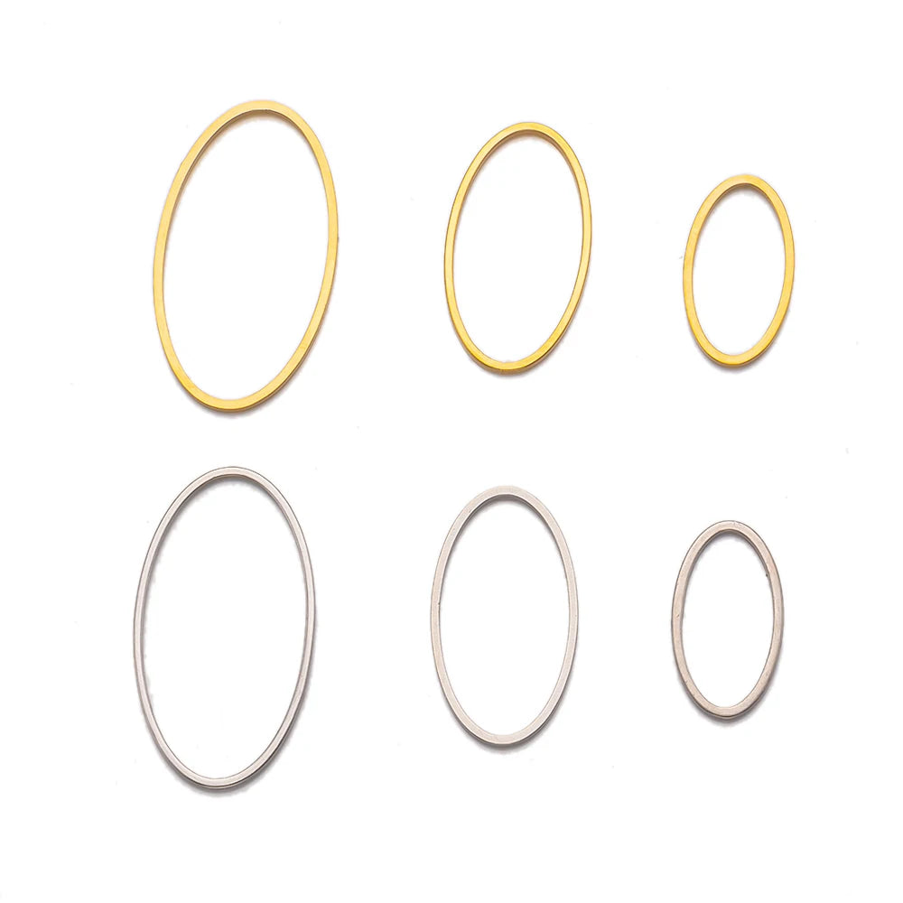 10Pcs Stainless Steel Oval Shape Charms Ring Frame Bezel For DIY Earrings Pendant Jewelry Making Supplies Accessories Findings Oasis Select