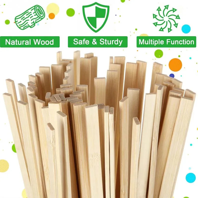 10pcs Wooden Sticks, Wide Flat Sticks, Wooden Paint Sticks Wood Strips for Craft Projects Oasis Select