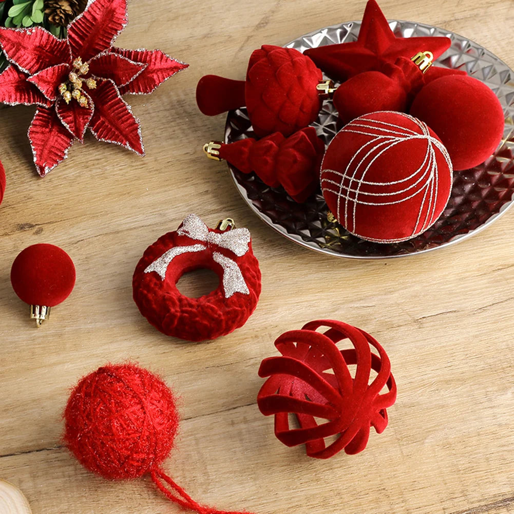 38-Piece Velvet Christmas Ball Ornament Set – Mixed Colors
