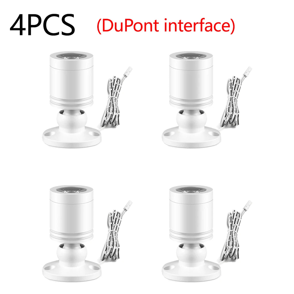 1/2/4/6/10Pcs a Pack Mini LED Spotlight 3W 12V Aluminum Shell Ceiling Wardrobe Wine Cabinet Surface Mount Home Wall Decor Lamp Oasis Select 4PCS White Shell Warm White