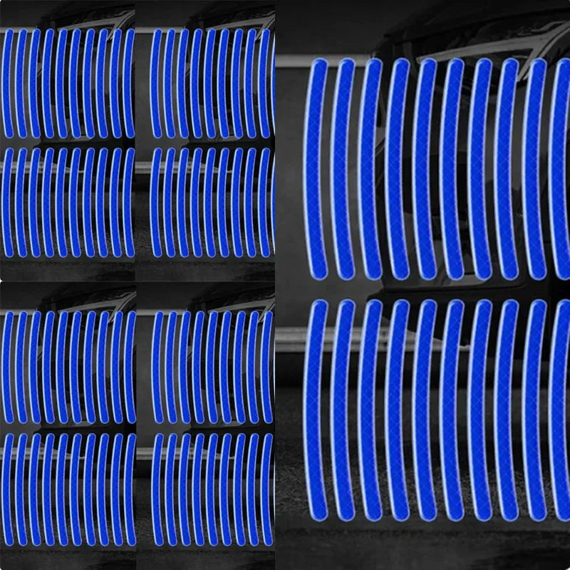 Car Wheel Hub Reflective Sticker Tire Rim Reflective Strips Luminous for Night Driving Car Bike Motorcycle Wheel Sticker Oasis Select 100Pcs Blue