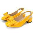 Women's sandals yellow bow accent minimalist chunky heel comfortable versatile elegant stylish high heels 1.98inch women's shoes Oasis Select 43 YELLOW