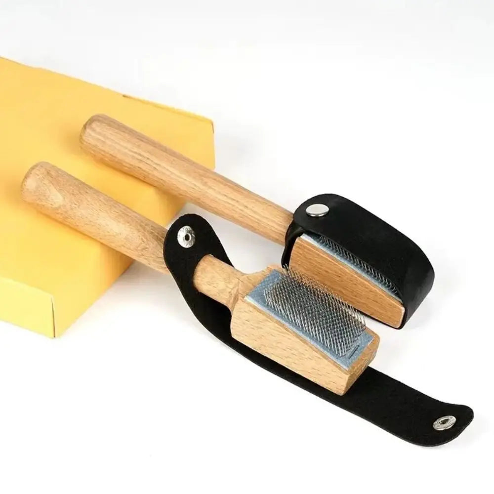Wooden Suede Sole Wire Shoe Brush With Protector Cover Stainless Steel Brush Head Dance Shoes Cleaning Brush Durable Practical Oasis Select
