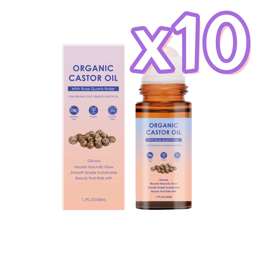 Organic Castor Oil Rose Quartz Roller Ball | 50ml Castor Oil Roller Oasis Select 50ml Boxed x 10pcs