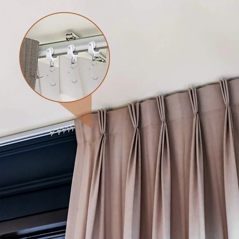 50Pcs Metal Curtain Track Hooks S Shaped Small Curtain Hooks Plastic Gliders Track Rollers Ceiling Curtain Track Hooks Oasis Select