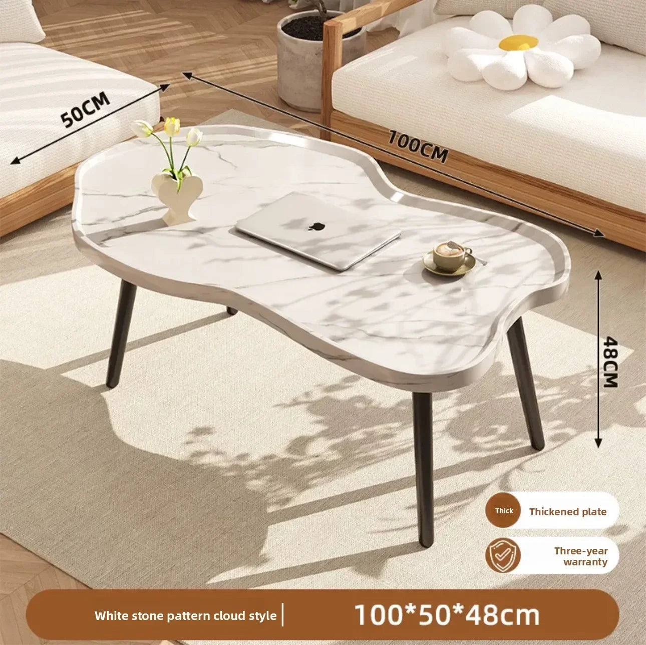 Multi-functional Cloud coffee table living room home sofa side table modern table sturdy and durable Oasis Select White stone 100