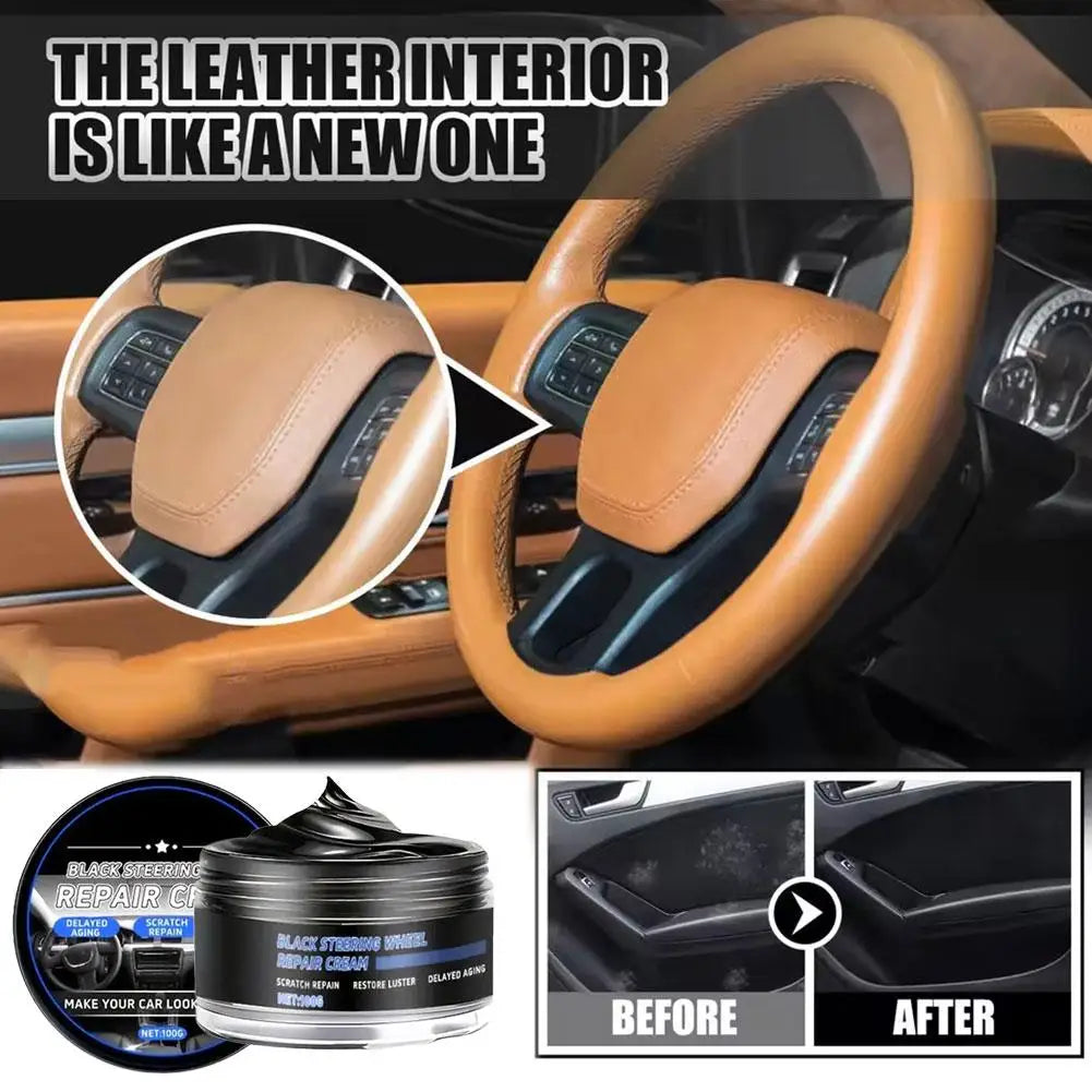 Car Steering Wheel Repair Paste Restores Black Gloss, Application Cracking, Finish, Removes Peeling Easy Plastic-Like Tools Oasis Select