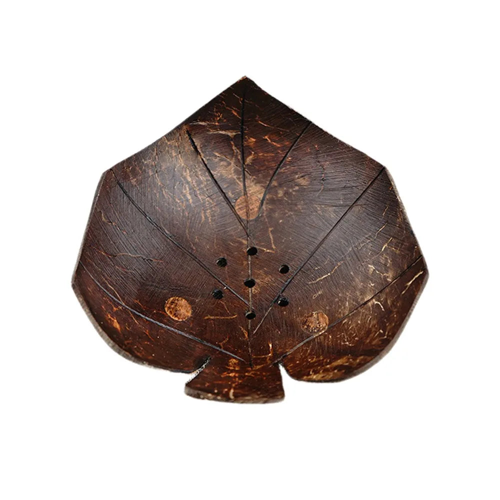 Coffee Coconut Shell Soap Holder Coconut Shell Fish Elephant Drainage Soap Dish Flower Leaf Heart Drain Tray Soap Box Oasis Select marple