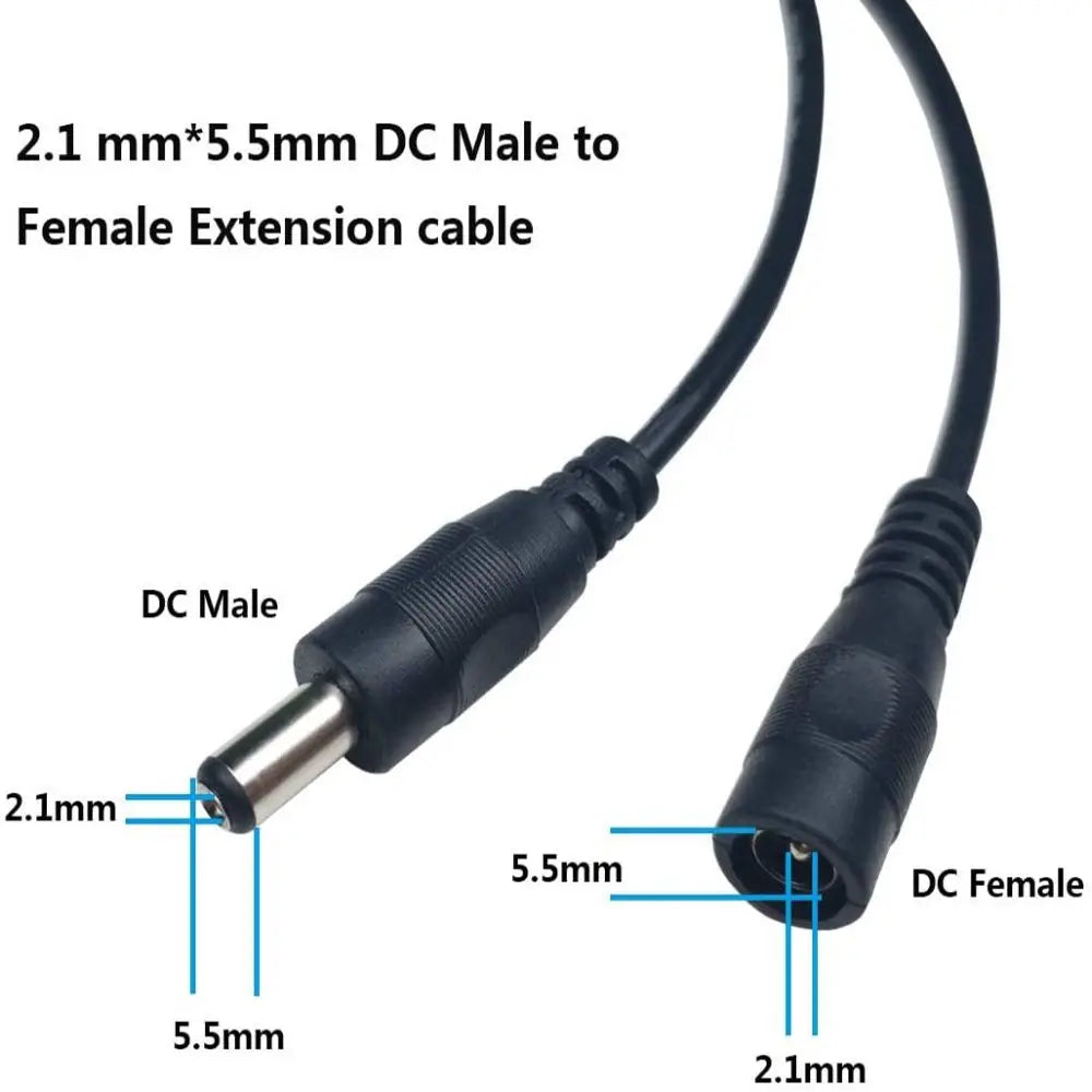 DC 12V Power Adapter Extension Cable 5.5*2.1mm Male Female Power Cord Extend Wire 1M 2M 3M 5M 10M Cable For CCTV Camera Router Oasis Select