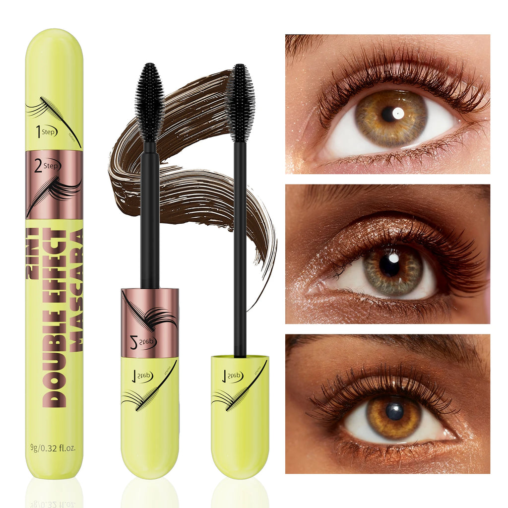 Hello Kiss Brown Waterproof Mascara – Dual Brush Clump-Free