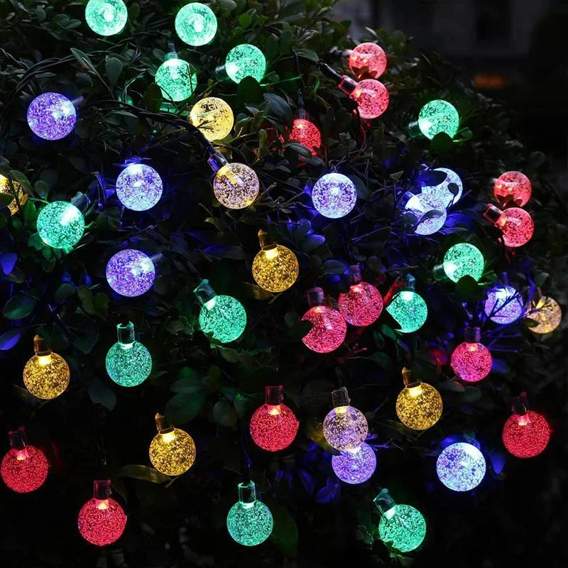 Led Solar Light String Cherry Blossom Bubble Ball String Outdoor Waterproof Christmas Festival Decorative Light String Oasis Select Small bubble RGB 22M 200 lights solar