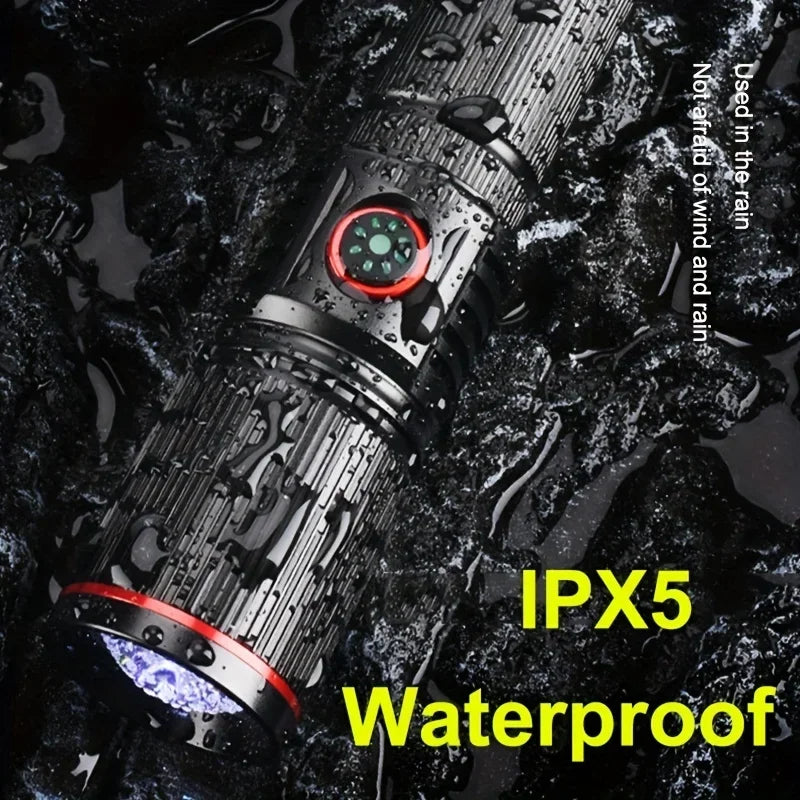 Outdoor Tactical Aluminum Alloy High Lumens LED Flashlight Telescopic Zoom Torch 6 Lighting Modes Emergency Light Oasis Select