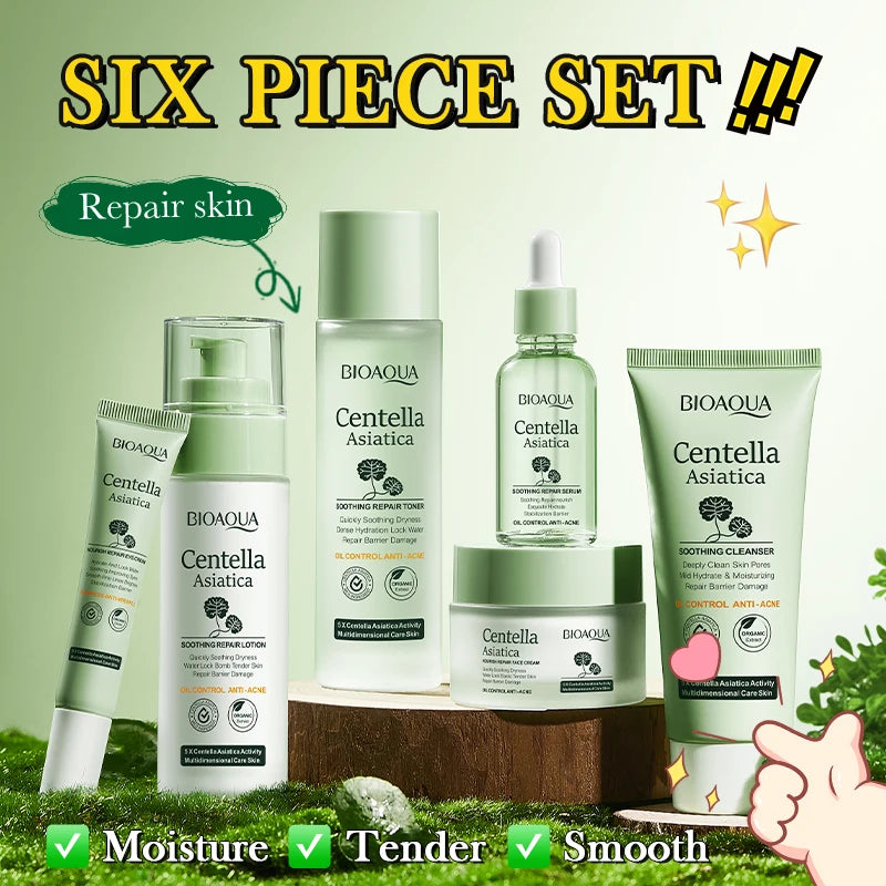 BIOAOUA Centella Asiatica 6-Piece Skincare Set – Brighten & Firm