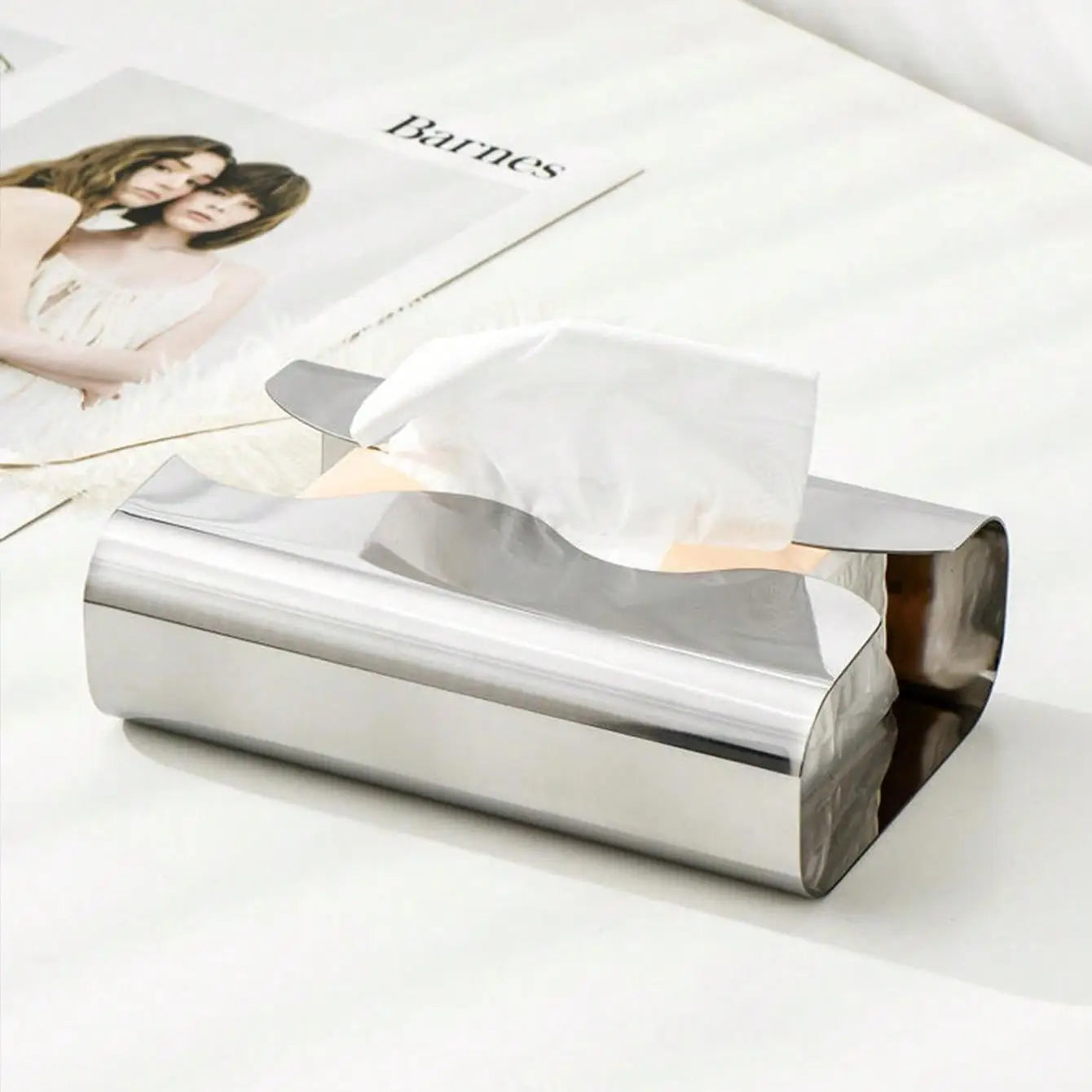 Nordic Stainless Tissue Case Mirror Napkin Holder Silvery Napkin Box Desktop Tissue Box Table Decoration Kitchen Accessories Oasis Select