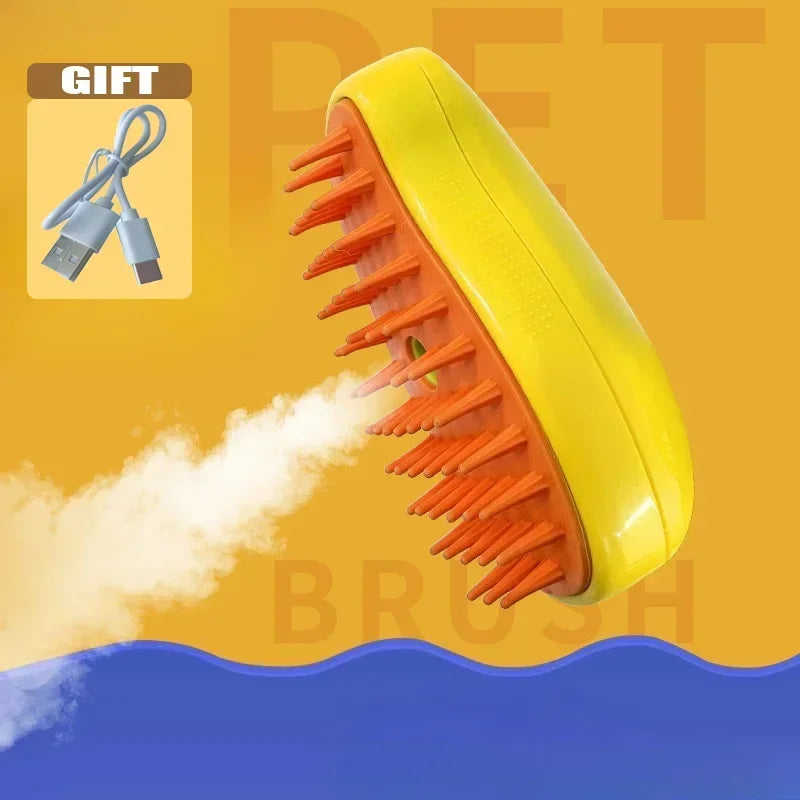 Cat Steam Brush Steamy Dog Brush 3 in 1 Electric Spray Cat Hair Brushes for Massage Pet Grooming Comb Hair Removal Combs Oasis Select Yellow