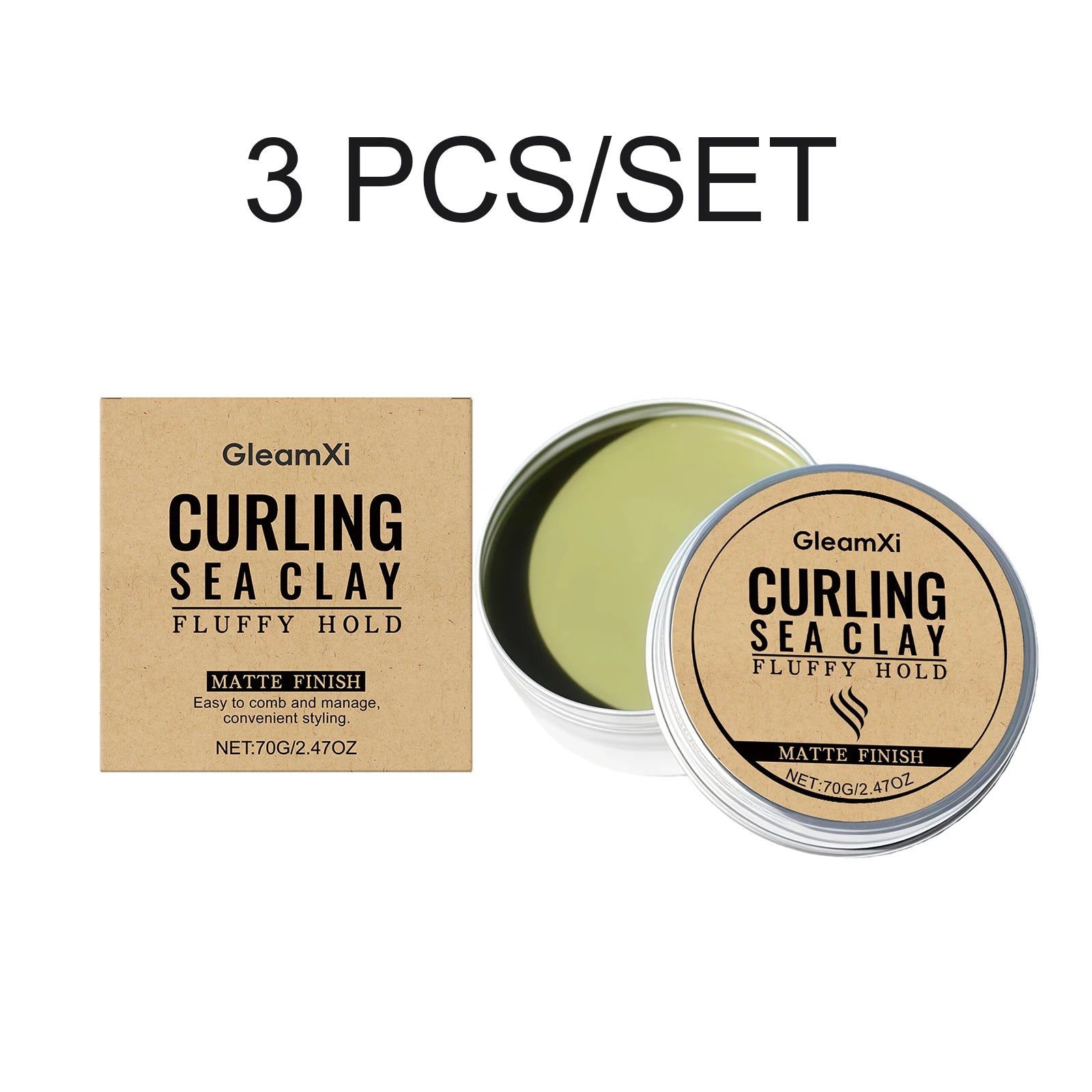 Hair Styling Clay Matte Curling Clay Strong Hold Matte Finish Fluffy Hold Non Greasy Curly Hair Natural Look Easy Wash 70g Oasis Select 3 PCS