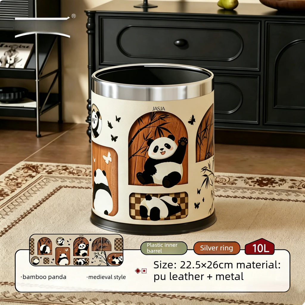 Trash Can Mid Ancient Style Open Top Double Inner Outer Bucket Retro High End Appearance Household Living Room Waste Storage Oasis Select D
