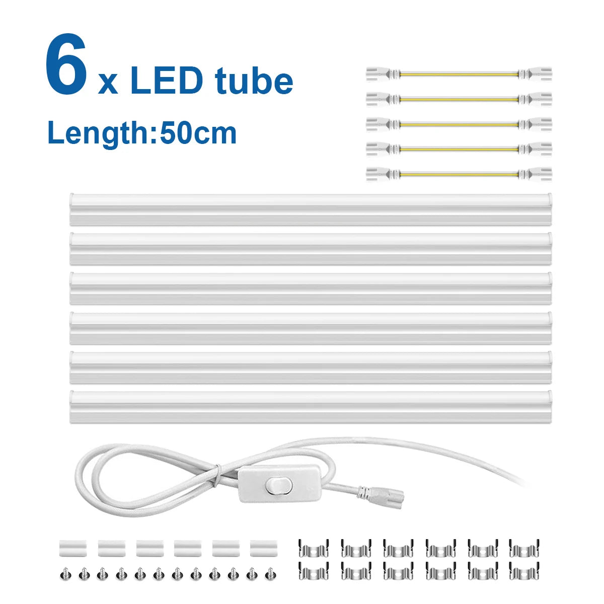 2/4/6pcs T5 Tube Bar Ceiling Light 50CM 2835 SMD LED Light with Swtich,Wall Lamp for Shop Showroom Living Room Bedroom Kitchen Oasis Select 6Pcs LED Bar Tube Neutral White European Power Plug