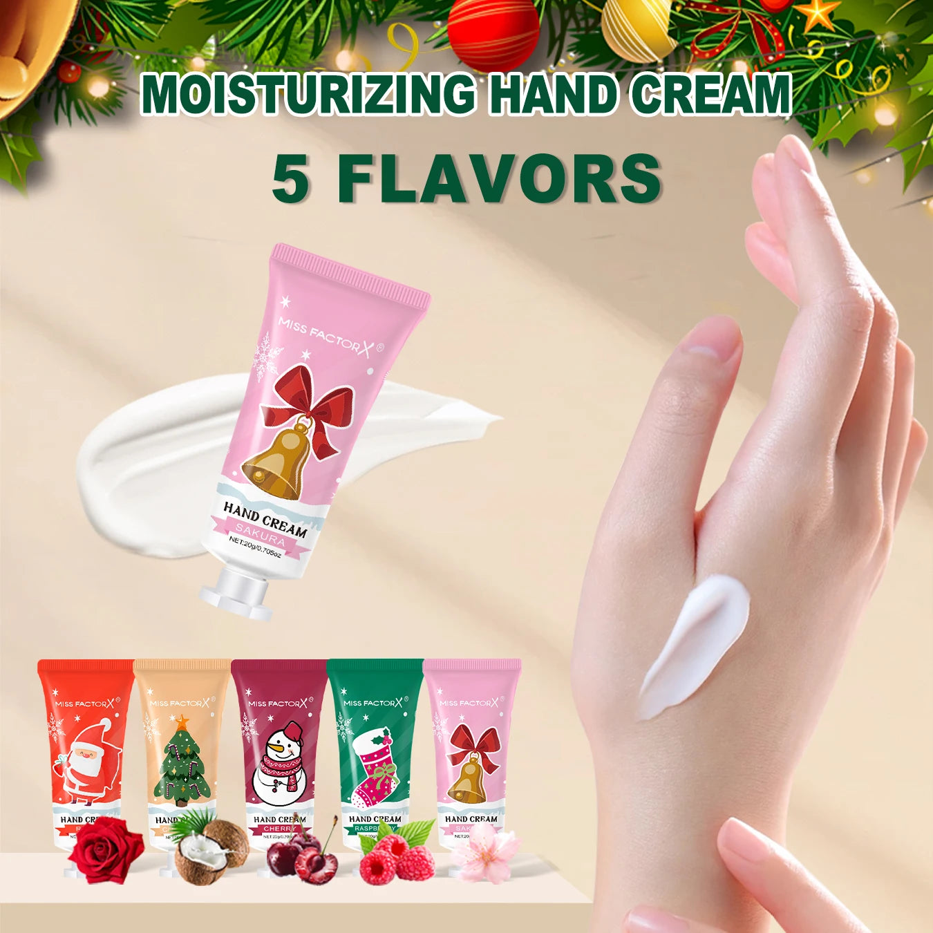 Christmas assembly gift set -20 sets, including balm, hand cream, lipstick, red gauze bag, Christmas tree thank you card Oasis Select