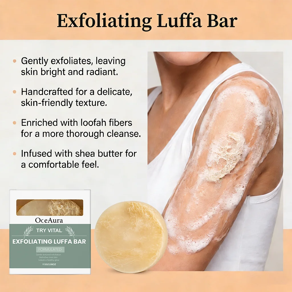 Loofah Exfoliating Soap Gentle Moisturizing Body Cleansing Handmade Remove Dead Skin Soften Skin Non Tightening Oasis Select