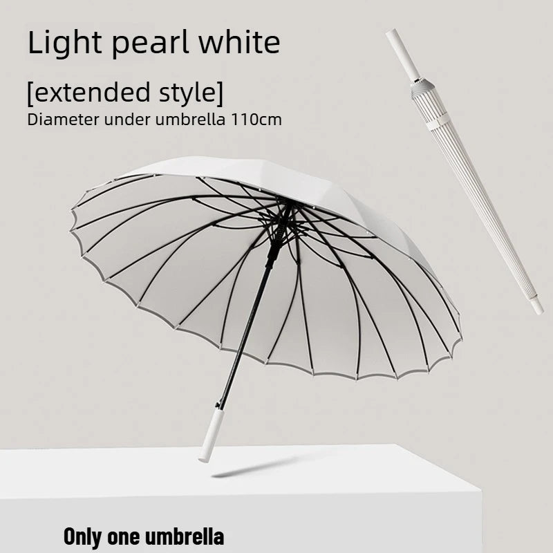 1pcs Long Handled Umbrellas for Two or Three People Extra Large Reinforced Thick Sturdy Wind Resistant and Maillard Resistant Oasis Select White 24 bone L full-fiber 24K