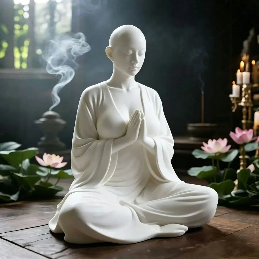 White Zen Meditation Sculpture Minimalist Figurine Spiritual Art Decor Ideal Ornament & Gift for Yoga Room Bedroom Living Room Oasis Select