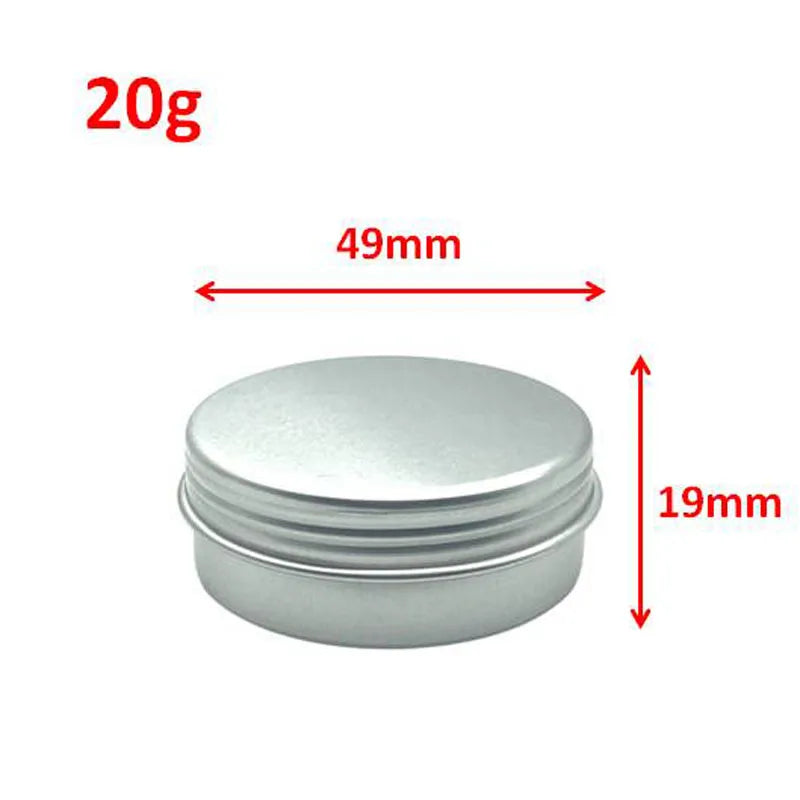 10Pcs 5g/10g/30g/50g Metal Round Tins Aluminum Empty Silver Cans With Screw Lid Jars For Salve Spices Candles Lipstick Cosmetic Oasis Select Metal 10pcs 20g