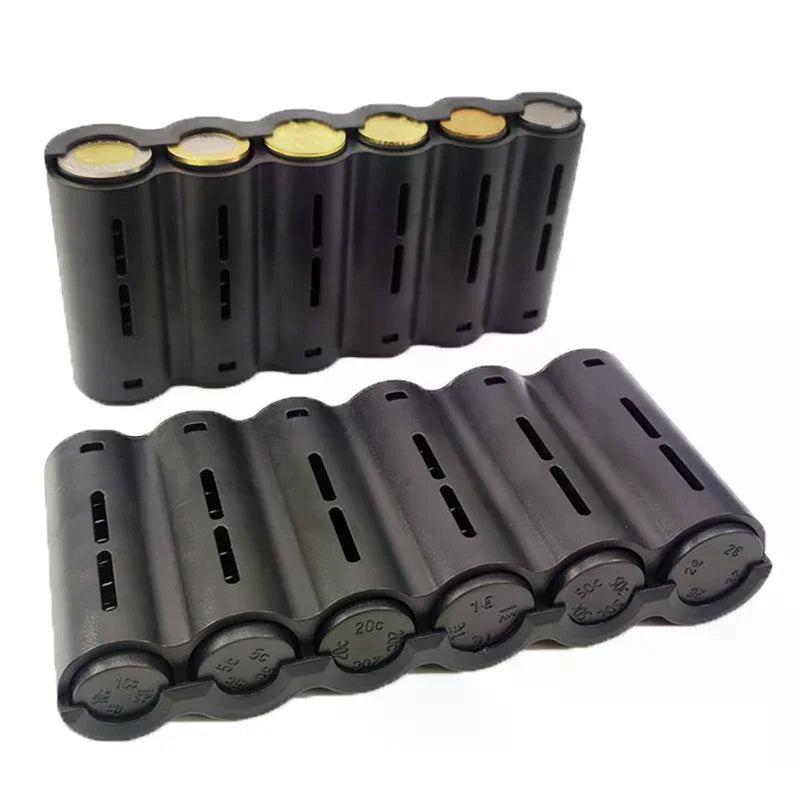 Portable 6 Slot Euro Coin Storage Dispenser with Spring - Home Waiter Driver Coins Safe Piggy Bank Euro Coins Holder Collector Oasis Select