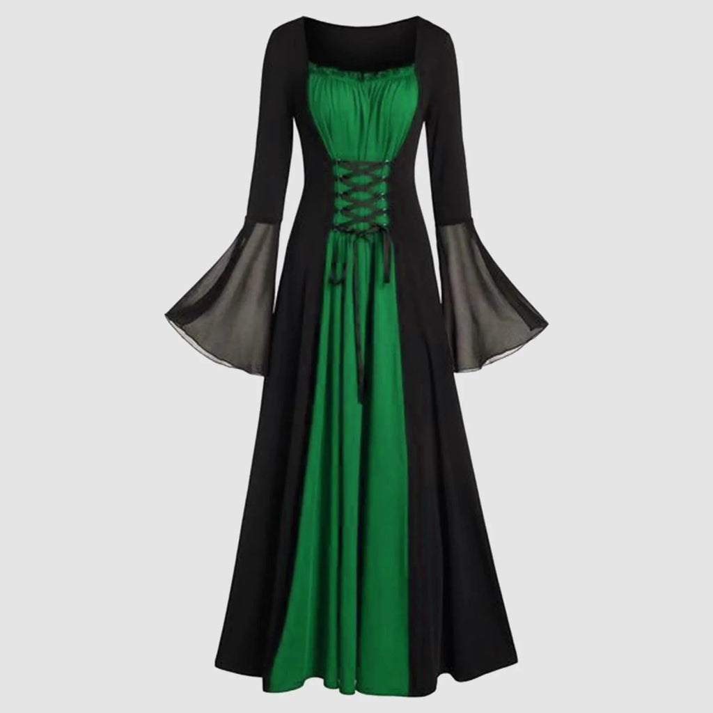 Plus Size Gothic Medieval Hooded Maxi Dress | Halloween Cosplay Gothic Costume Dress Oasis Select Green XL
