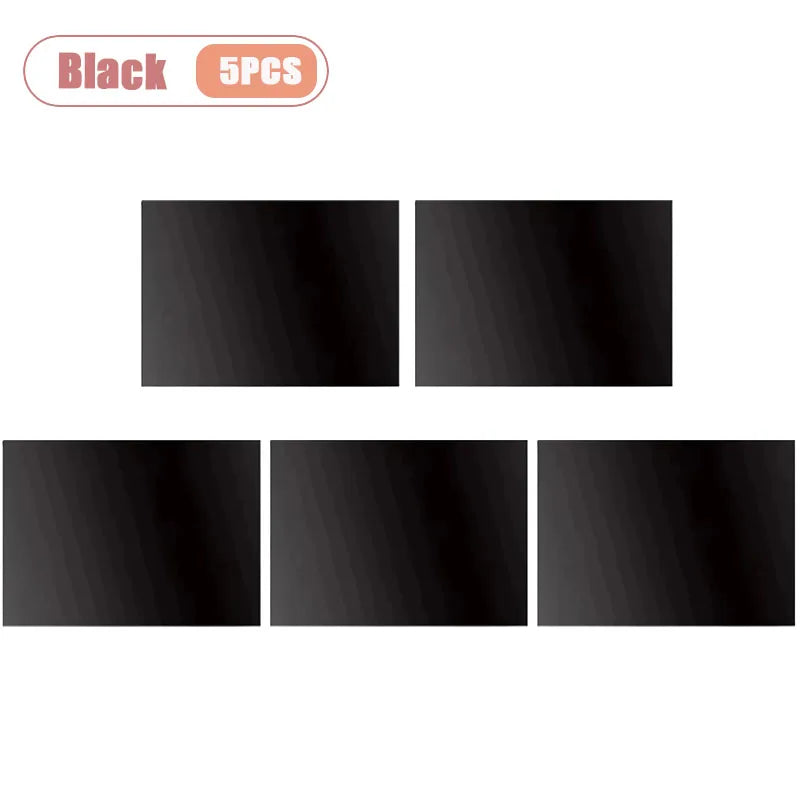 1-5PCS Self Adhesive Blackout Window Film Portable Travel Light Blocking Curtain for Bedroom RV Office Removable No Drill Oasis Select Black-5PCS