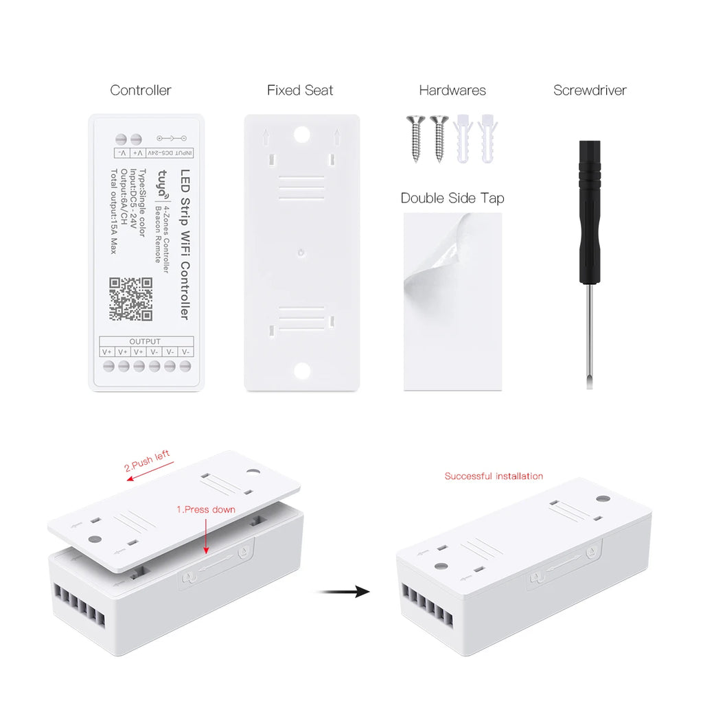 WiFi LED Controller DC12V-24V Tuya Single Color CCT RGB RGBW RGBCCT Tape Light APP & Voice Control Bluetooth for Smart Home Oasis Select